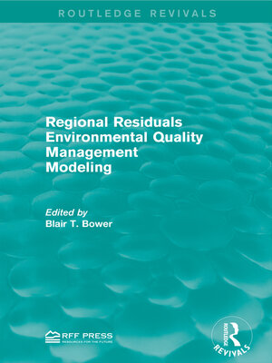 cover image of Regional Residuals Environmental Quality Management Modeling